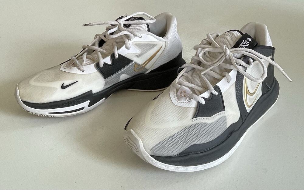 Nike Kyrie Low 5 Basketball Shoes Mens 8 White Black Gold Lace Up DJ6012-101